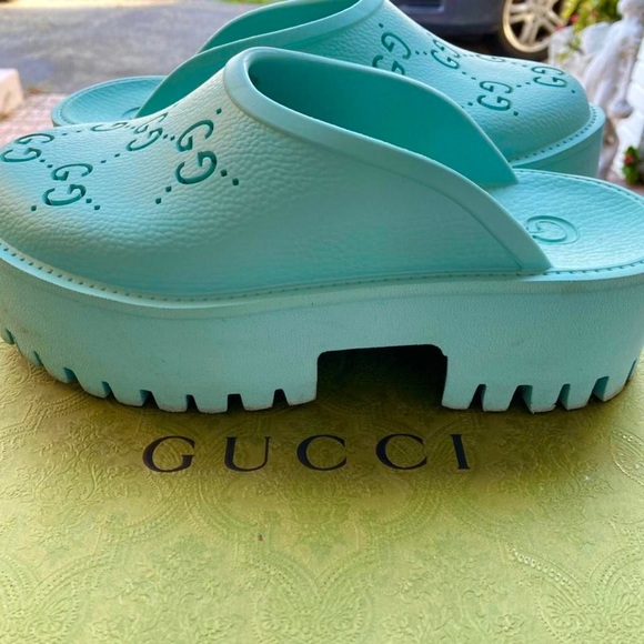 Authentic #Gucci platforms in aqua - Picture 2 of 4